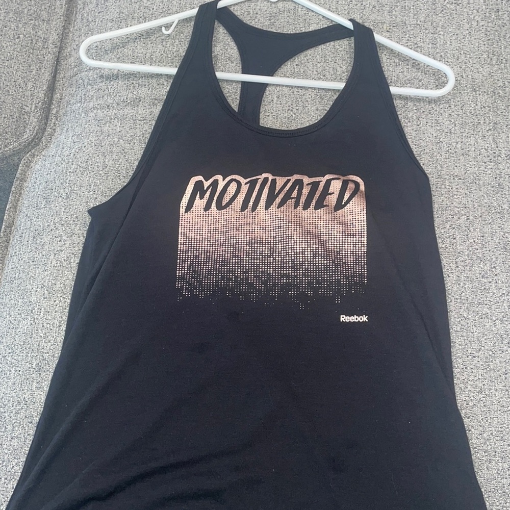 REEBOK Black Razor back tank top “Motivated”